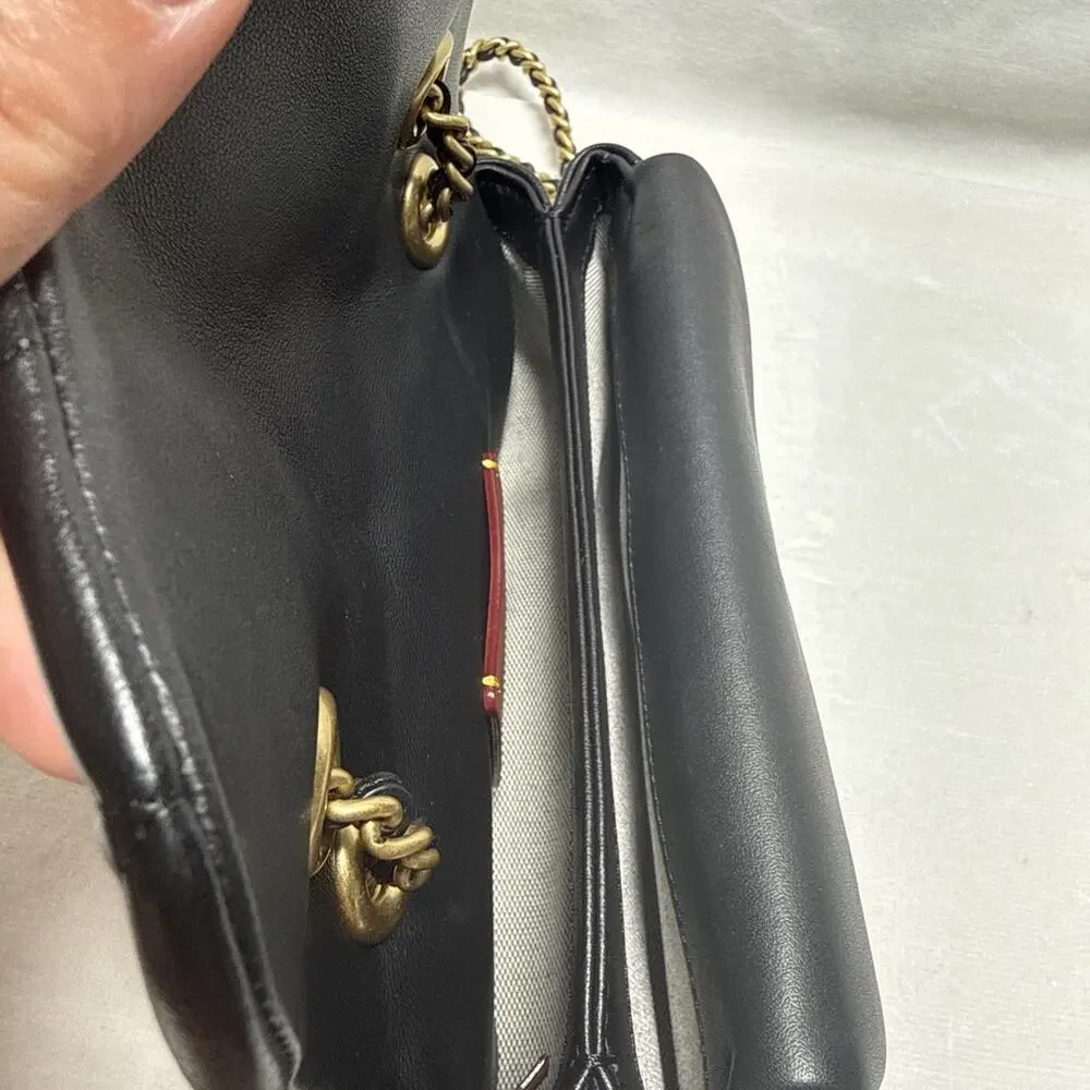 Coach Black Quilted Tabby 20 Shoulder Bag Gold Chain Strap Loose Thread See Pic